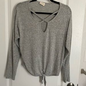 Grey lightweight top.